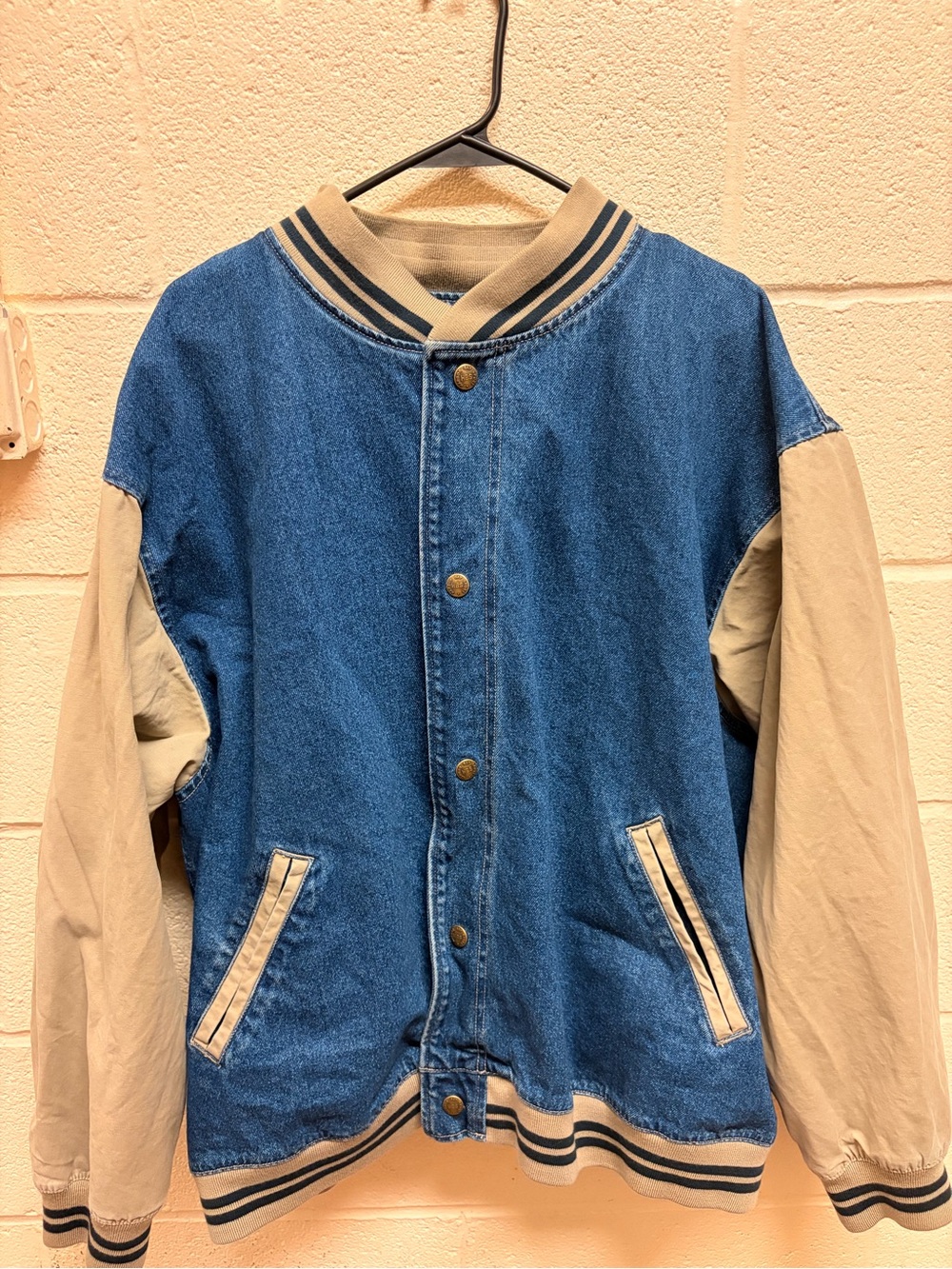 Blue Denim & Tan Varsity Jacket